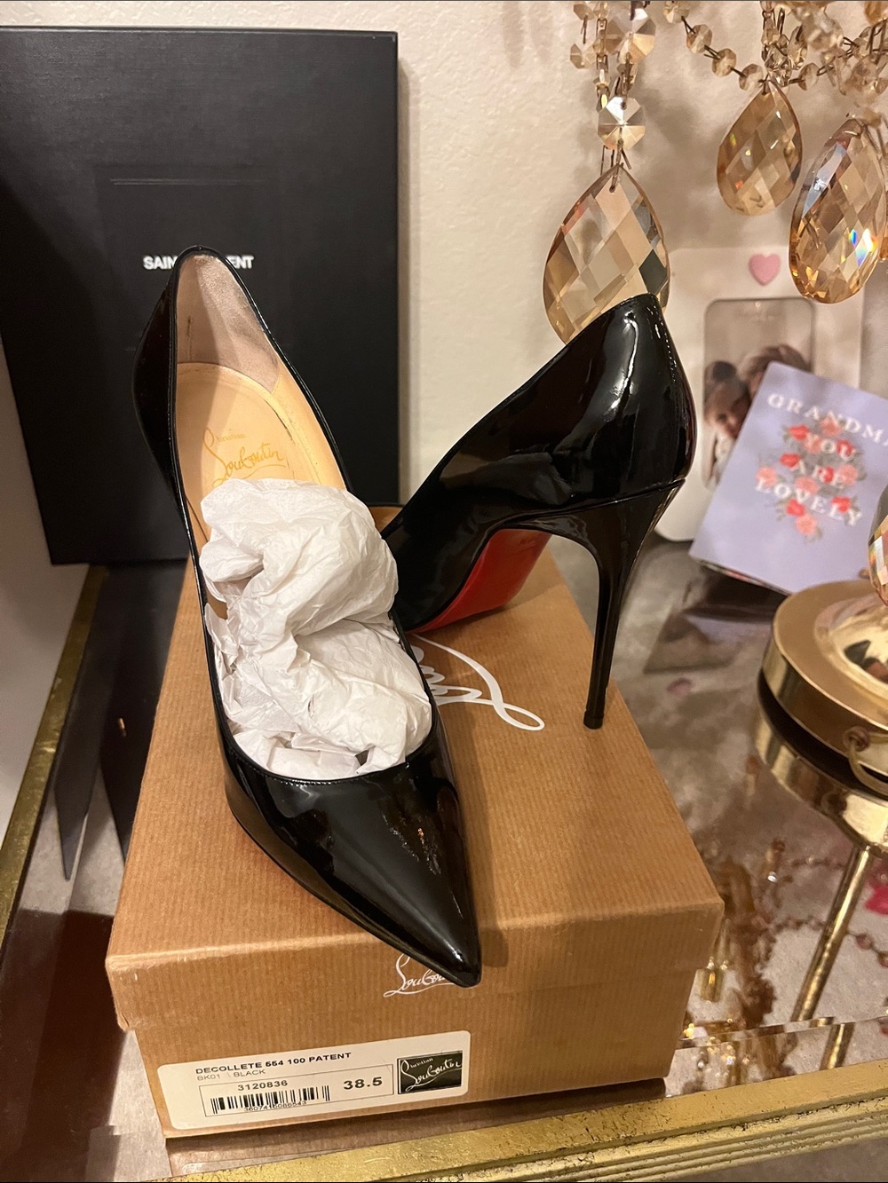 Christian Louboutin Black Patent Leather Pointed-Toe Stiletto Pumps